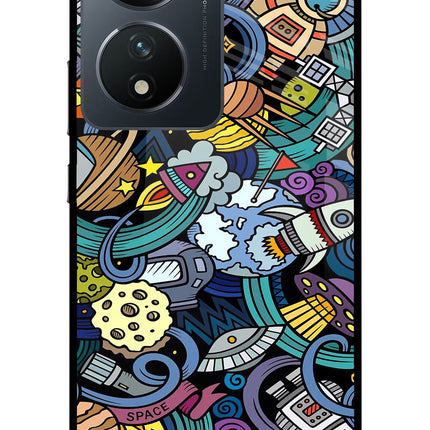 Space Abstract Vivo T2 5G Glass Case Back Cover by Casekaro