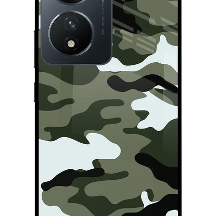 Camouflage Vivo T2 5G Glass Case Back Cover by Casekaro