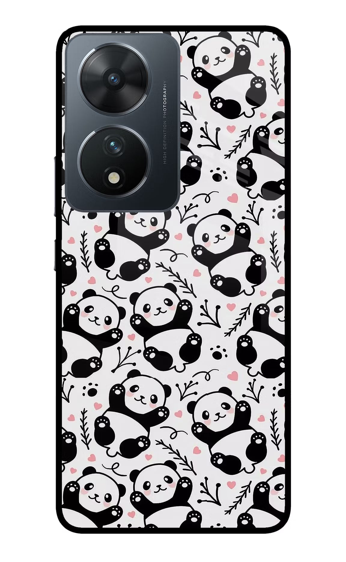 Cute Panda Vivo T2 5G Glass Case Back Cover by Casekaro