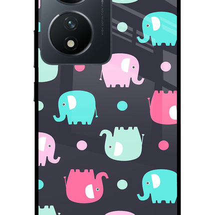Elephants Vivo T2 5G Glass Case Back Cover by Casekaro