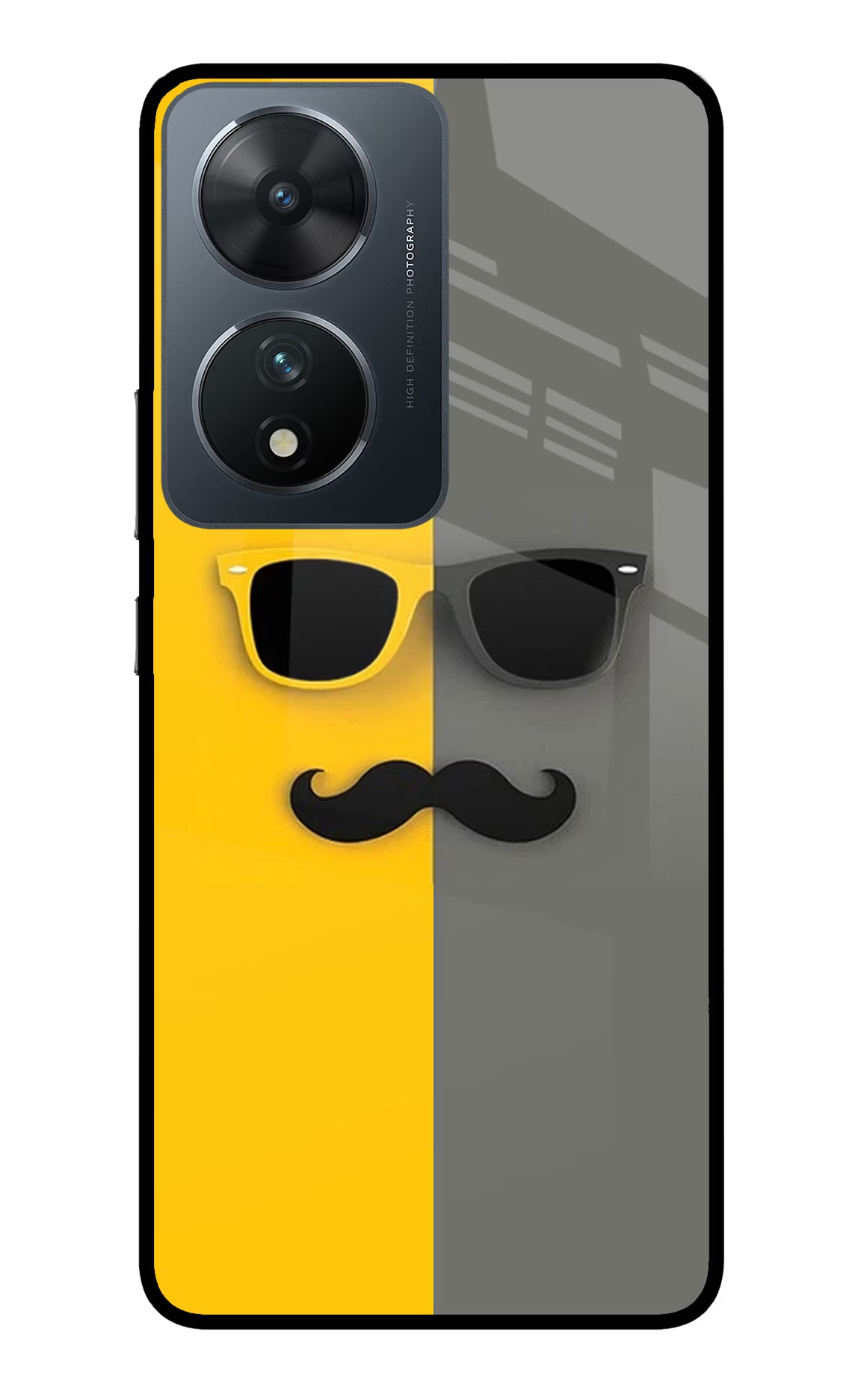 Sunglasses with Mustache Vivo T2 5G Glass Case Back Cover by Casekaro