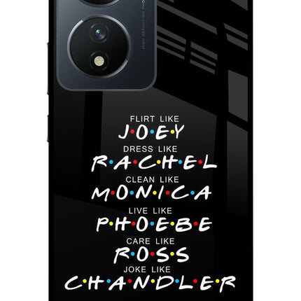FRIENDS Character Vivo T2 5G Glass Case Back Cover by Casekaro
