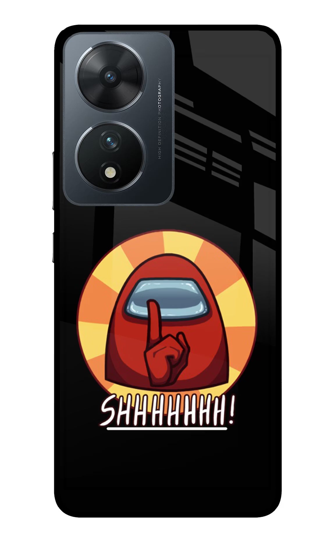 Among Us Shhh! Vivo T2 5G Glass Case Back Cover by Casekaro