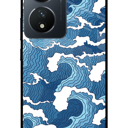Blue Waves Vivo T2 5G Glass Case Back Cover by Casekaro