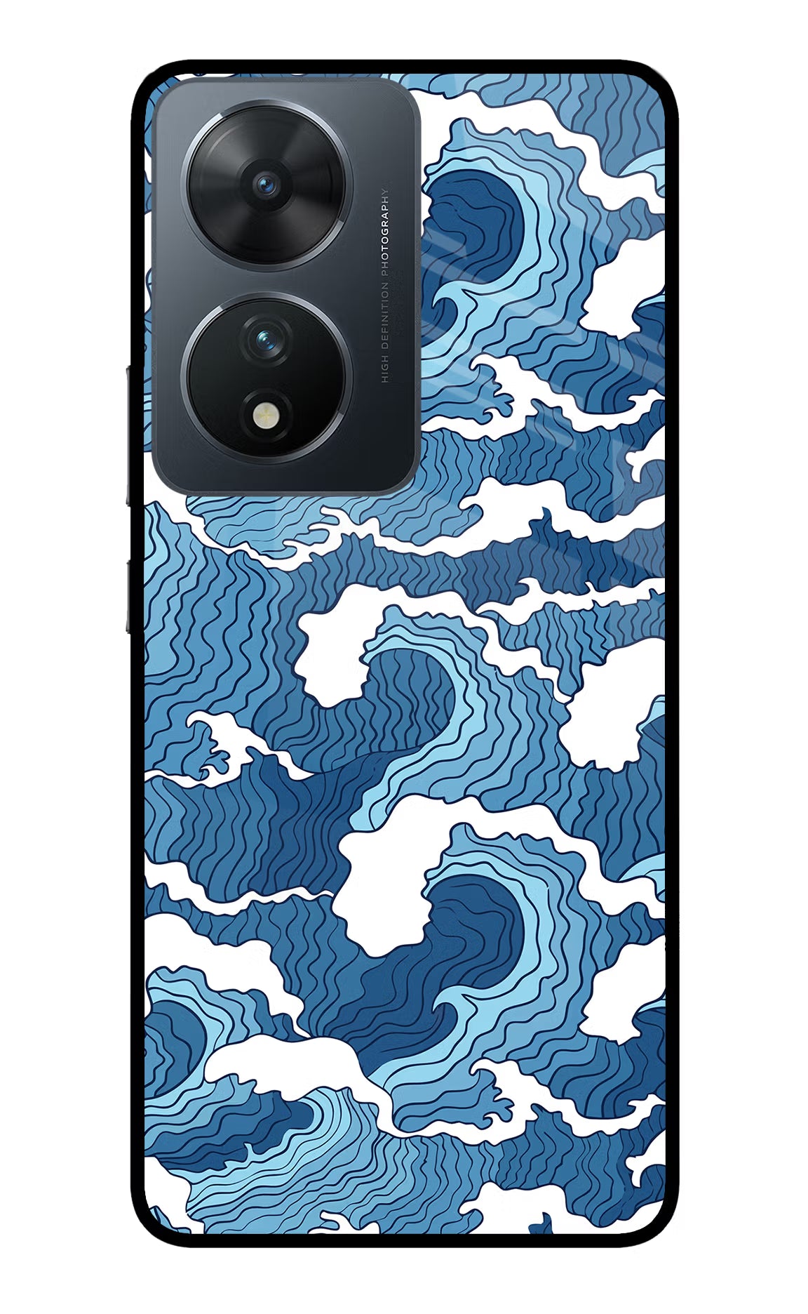 Blue Waves Vivo T2 5G Glass Case Back Cover by Casekaro