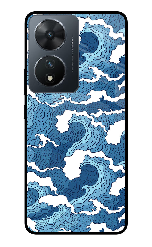 Blue Waves Vivo T2 5G Glass Case Back Cover by Casekaro