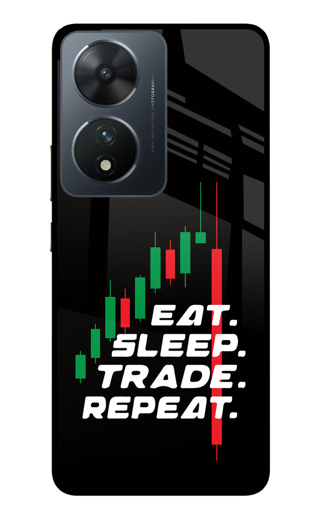 Eat Sleep Trade Repeat Vivo T2 5G Glass Case Back Cover by Casekaro