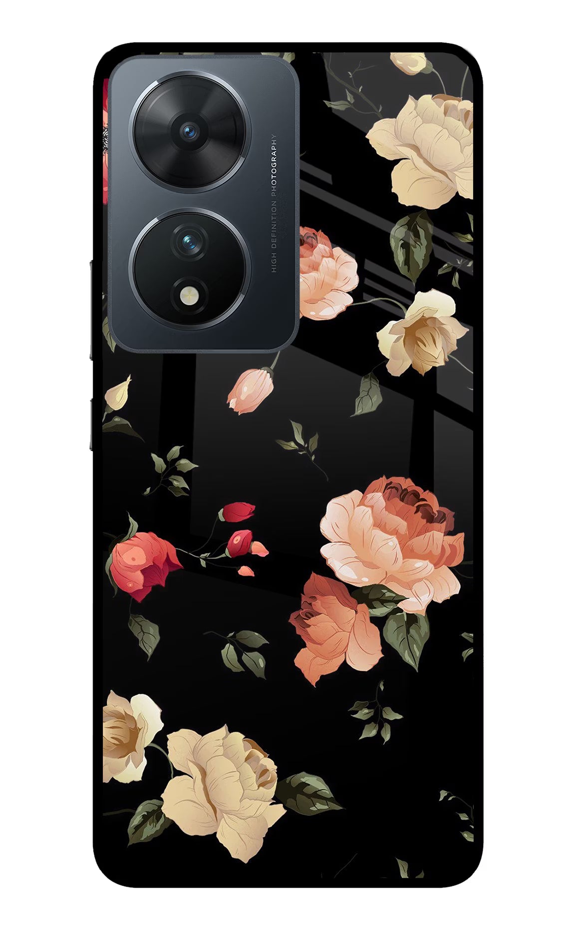 Flowers Vivo T2 5G Glass Case Back Cover by Casekaro