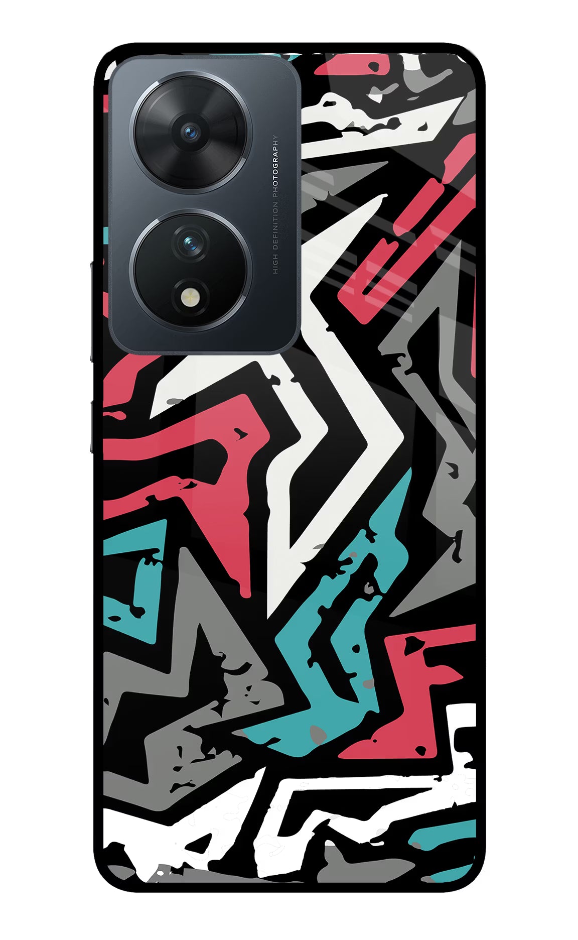Geometric Graffiti Vivo T2 5G Glass Case Back Cover by Casekaro