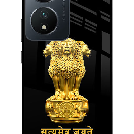 Satyamev Jayate Golden Vivo T2 5G Glass Case Back Cover by Casekaro