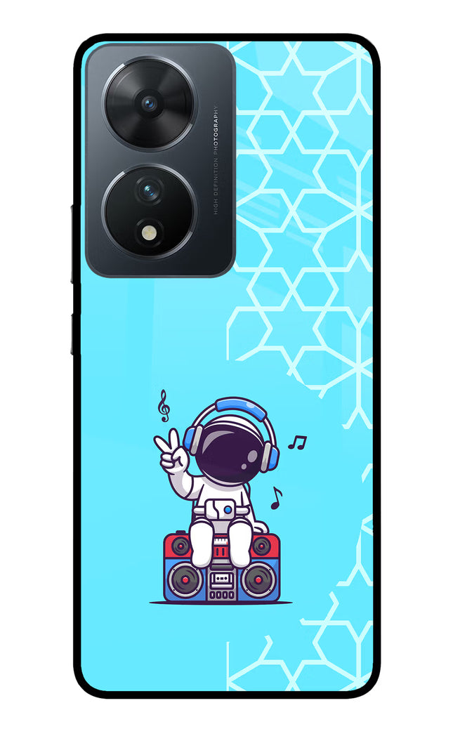 Cute Astronaut Chilling Vivo T2 5G Glass Case Back Cover by Casekaro