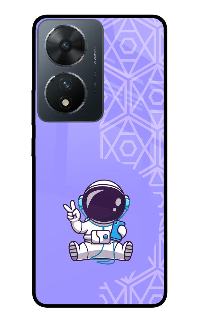 Cute Astronaut Chilling Vivo T2 5G Glass Case Back Cover by Casekaro