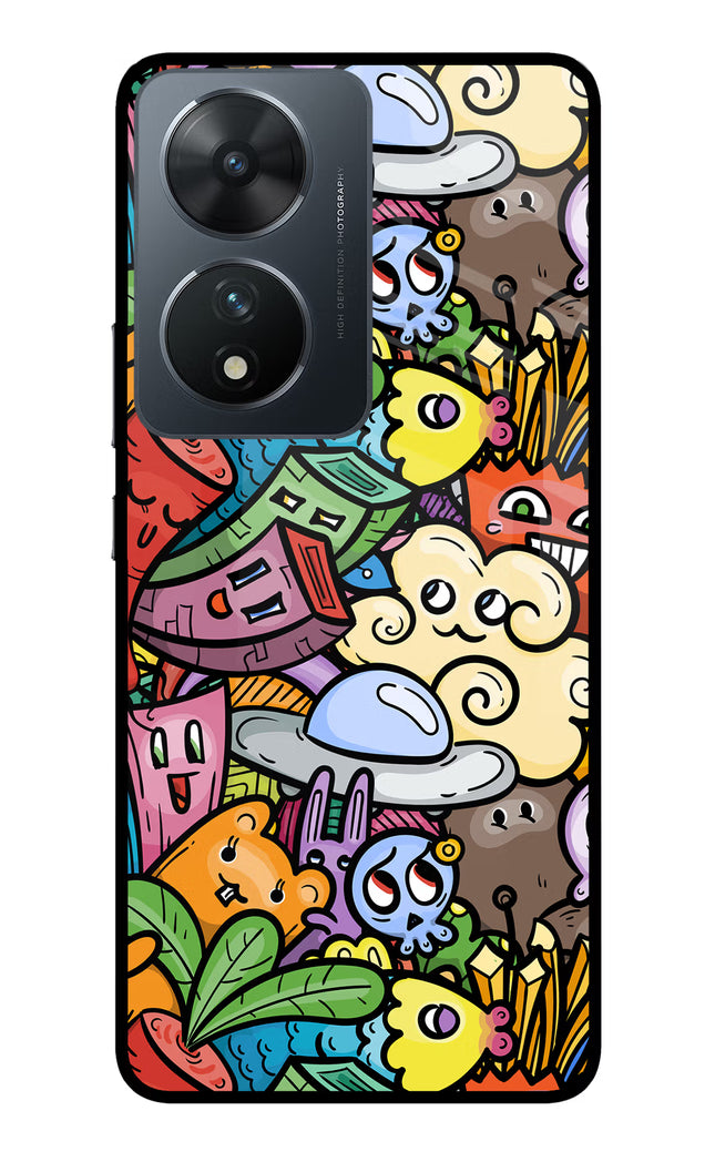 Veggie Doodle Vivo T2 5G Glass Case Back Cover by Casekaro