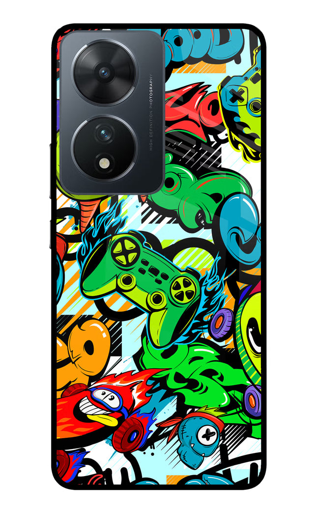 Game Doodle Vivo T2 5G Glass Case Back Cover by Casekaro