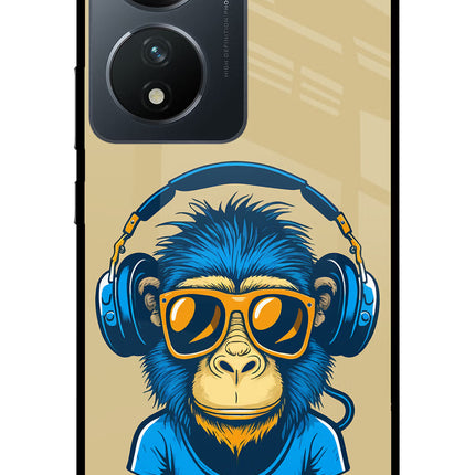 Monkey Headphone Vivo T2 5G Glass Case Back Cover by Casekaro