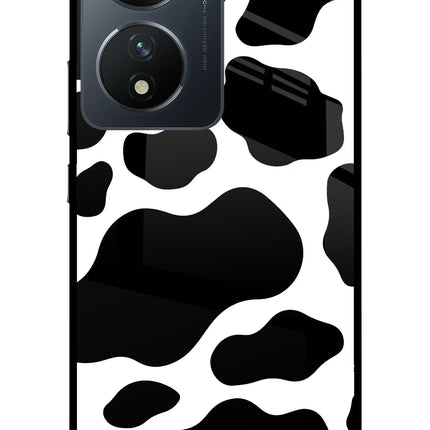 Cow Spots Vivo T2 5G Glass Case Back Cover by Casekaro