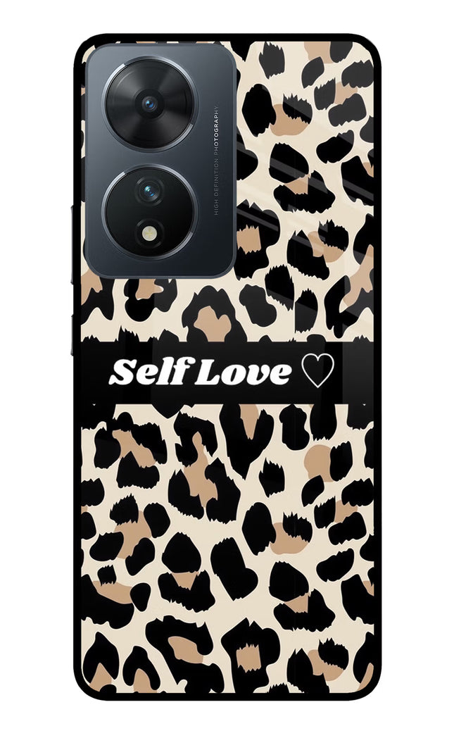 Leopard Print Self Love Vivo T2 5G Glass Case Back Cover by Casekaro
