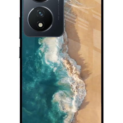 Ocean Beach Vivo T2 5G Glass Case Back Cover by Casekaro