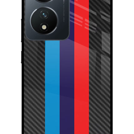 BMW Stripes Pattern Vivo T2 5G Glass Case Back Cover by Casekaro