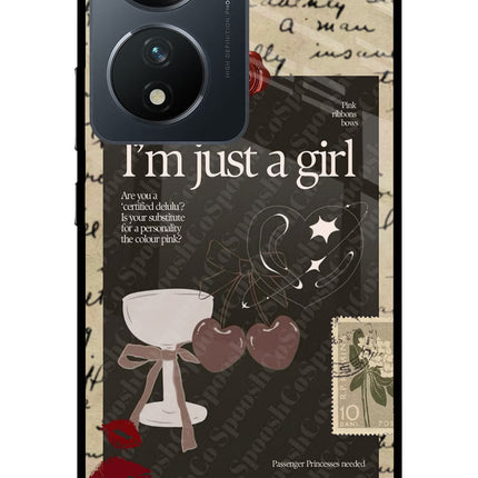 I am just a girl Vivo T2 5G Glass Case Back Cover by Casekaro