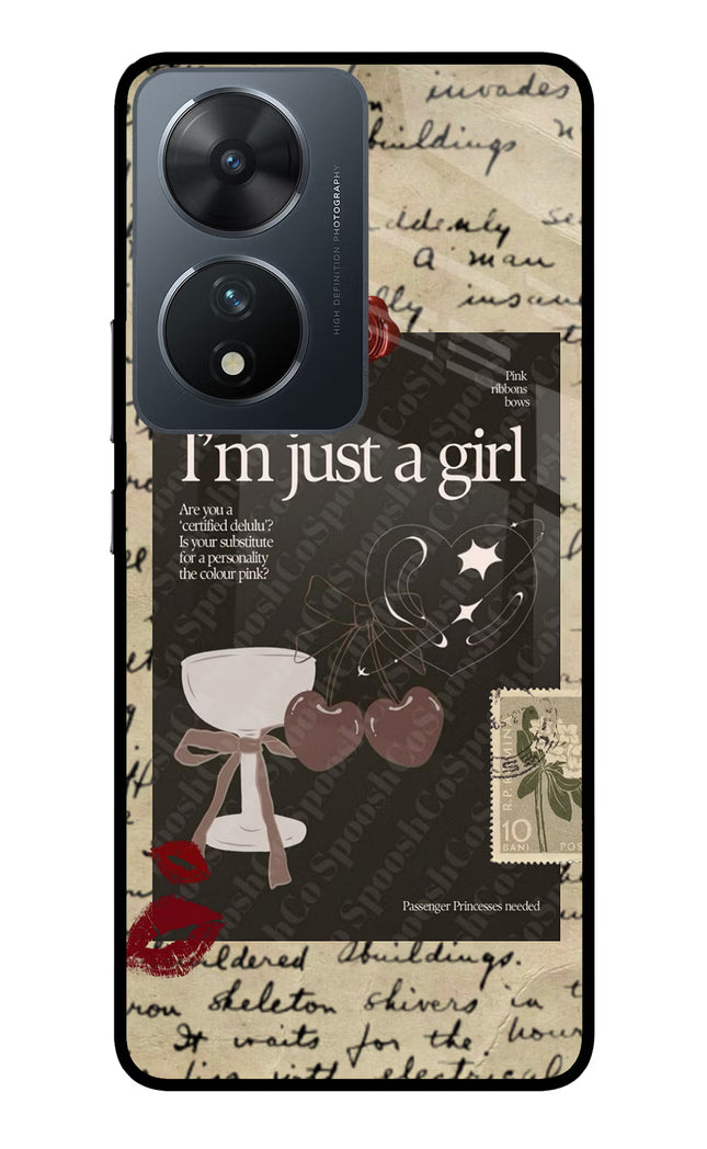 I am just a girl Vivo T2 5G Glass Case Back Cover by Casekaro