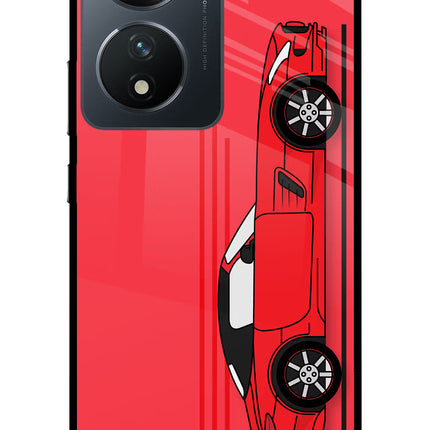Red Velocity Vivo T2 5G Glass Case Back Cover by Casekaro