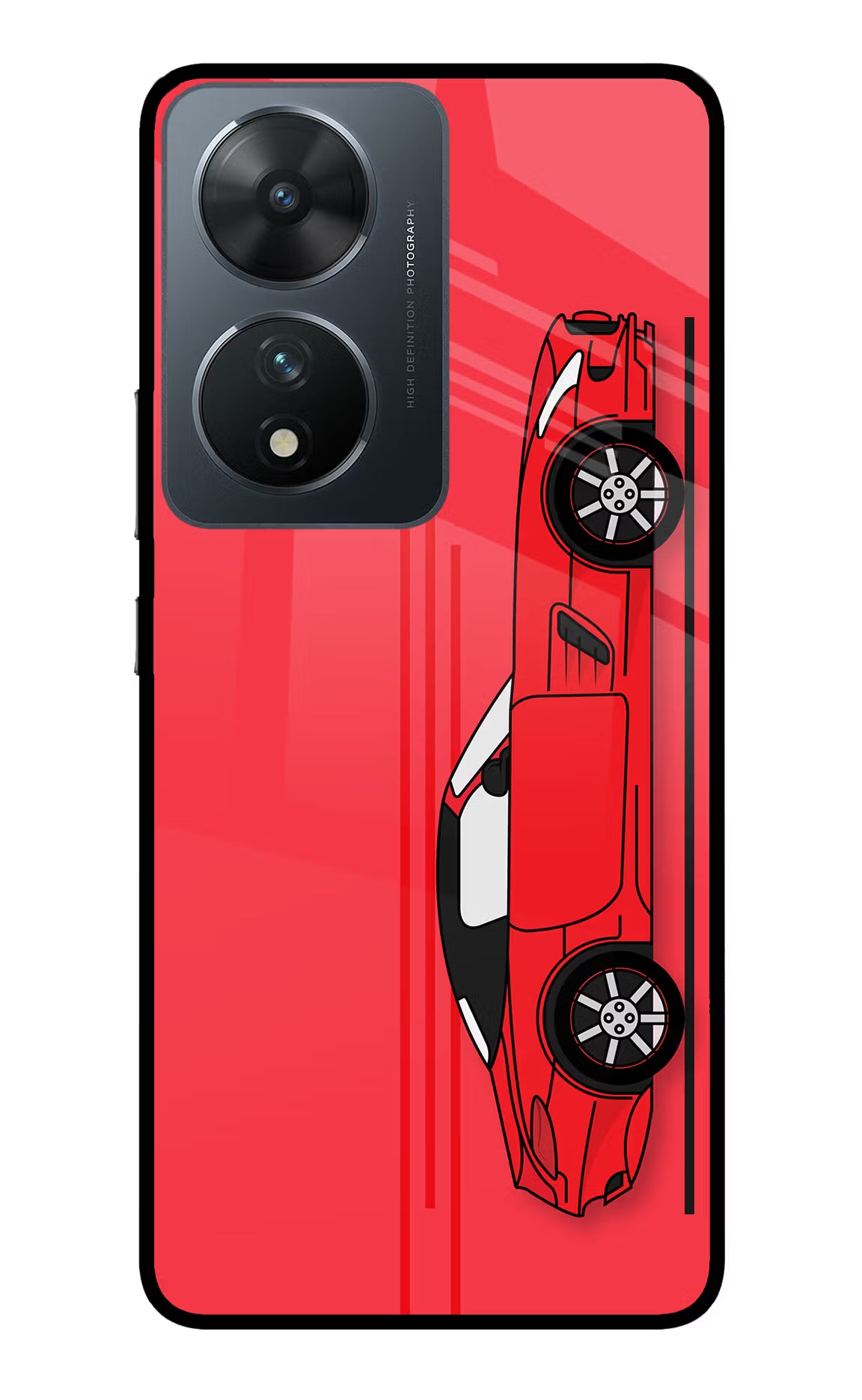 Red Velocity Vivo T2 5G Glass Case Back Cover by Casekaro