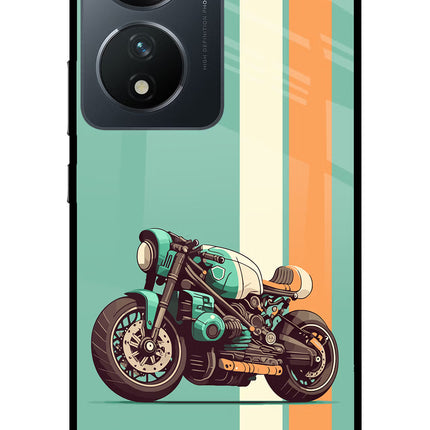 Striped Moto Drift Vivo T2 5G Glass Case Back Cover by Casekaro