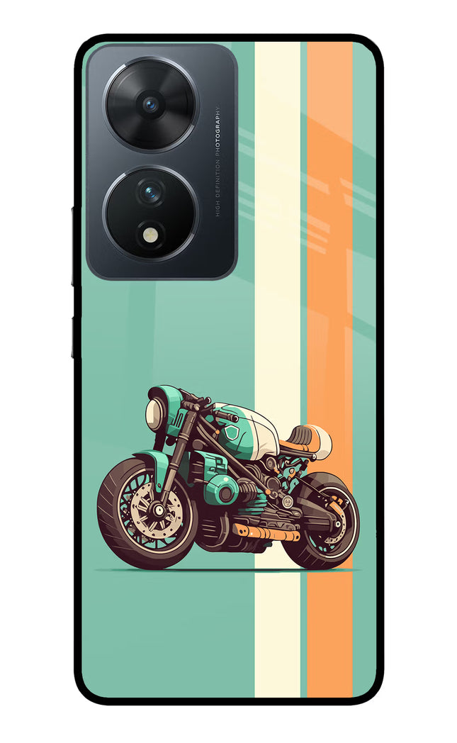 Striped Moto Drift Vivo T2 5G Glass Case Back Cover by Casekaro