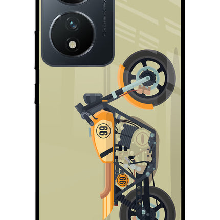 Vertical Speedster Vivo T2 5G Glass Case Back Cover by Casekaro