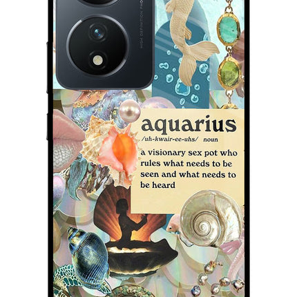 Aquarius Zodiac Vivo T2 5G Glass Case Back Cover by Casekaro