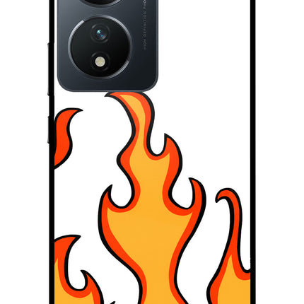 Fired Up – White Vivo T2 5G Glass Case Back Cover by Casekaro