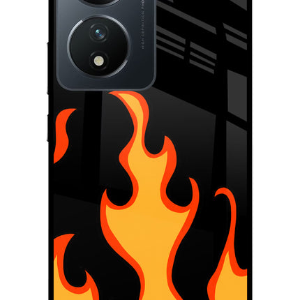Fired Up – Black Vivo T2 5G Glass Case Back Cover by Casekaro