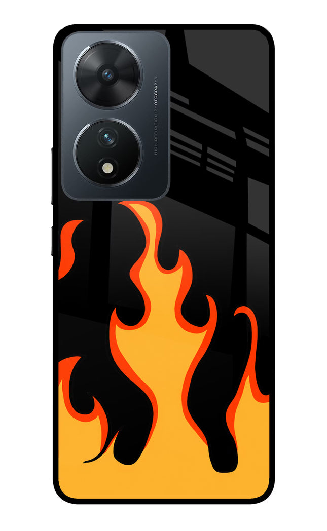 Fired Up – Black Vivo T2 5G Glass Case Back Cover by Casekaro