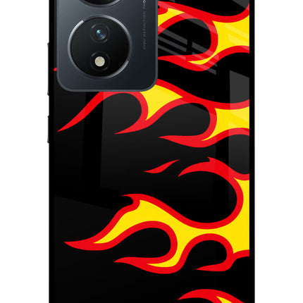 Side Sweep Flames Vivo T2 5G Glass Case Back Cover by Casekaro