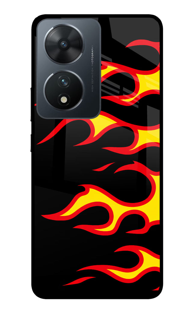 Side Sweep Flames Vivo T2 5G Glass Case Back Cover by Casekaro
