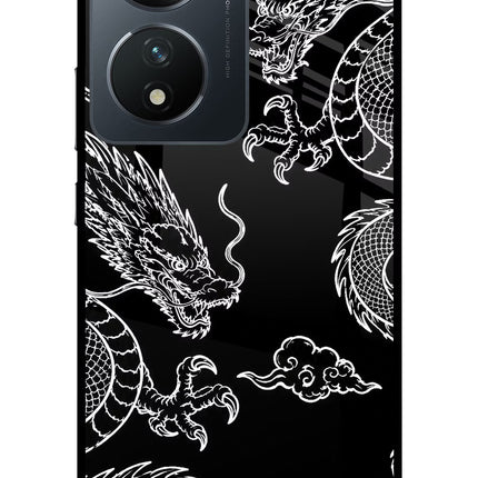 Twin Dragons Vivo T2 5G Glass Case Back Cover by Casekaro
