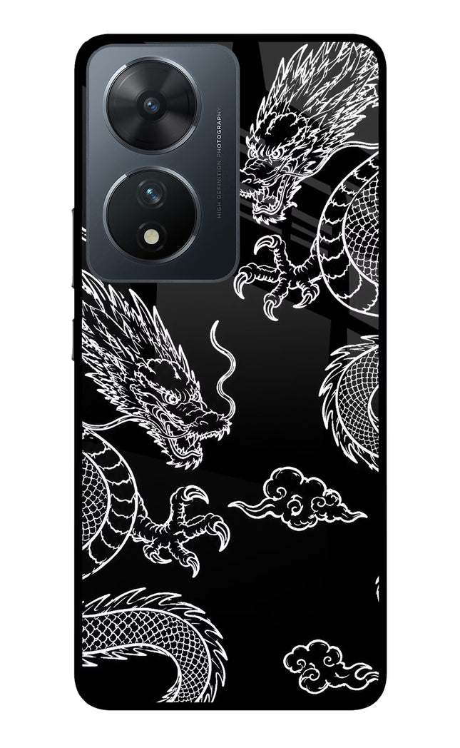 Twin Dragons Vivo T2 5G Glass Case Back Cover by Casekaro
