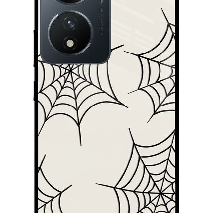 Spider Web Vivo T2 5G Glass Case Back Cover by Casekaro