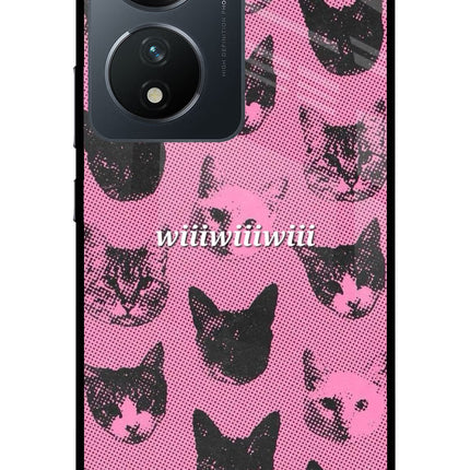 Pink Cats Vivo T2 5G Glass Case Back Cover by Casekaro
