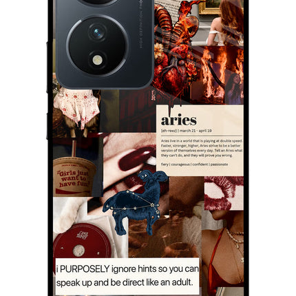 Zodiac Aries Vivo T2 5G Glass Case Back Cover by Casekaro