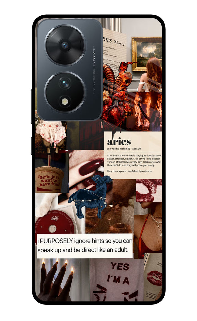 Zodiac Aries Vivo T2 5G Glass Case Back Cover by Casekaro