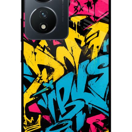 Graffiti Vibe Vivo T2 5G Glass Case Back Cover by Casekaro