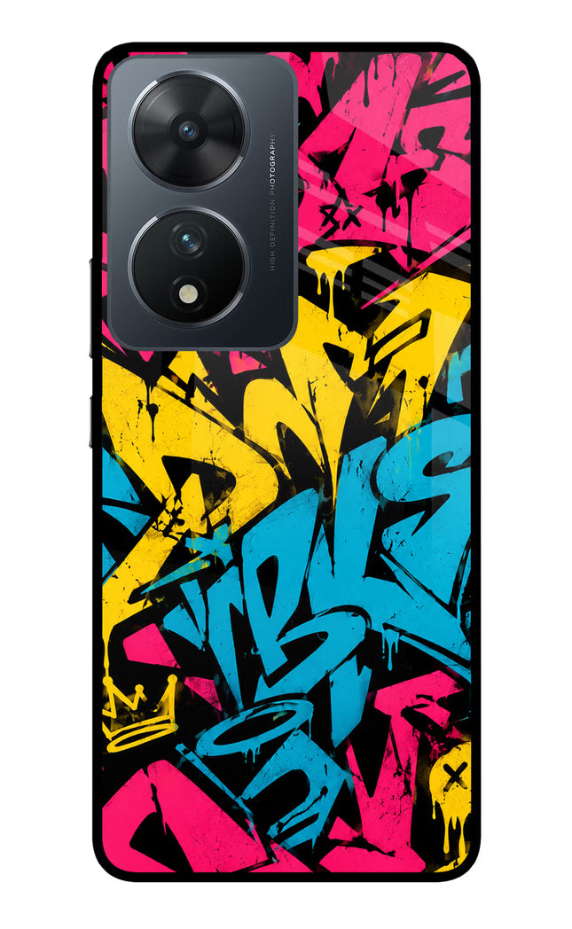 Graffiti Vibe Vivo T2 5G Glass Case Back Cover by Casekaro