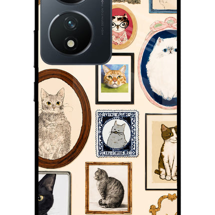 Mirror Cats Vivo T2 5G Glass Case Back Cover by Casekaro
