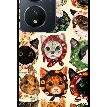 Cool Cat Vivo T2 5G Glass Case Back Cover by Casekaro
