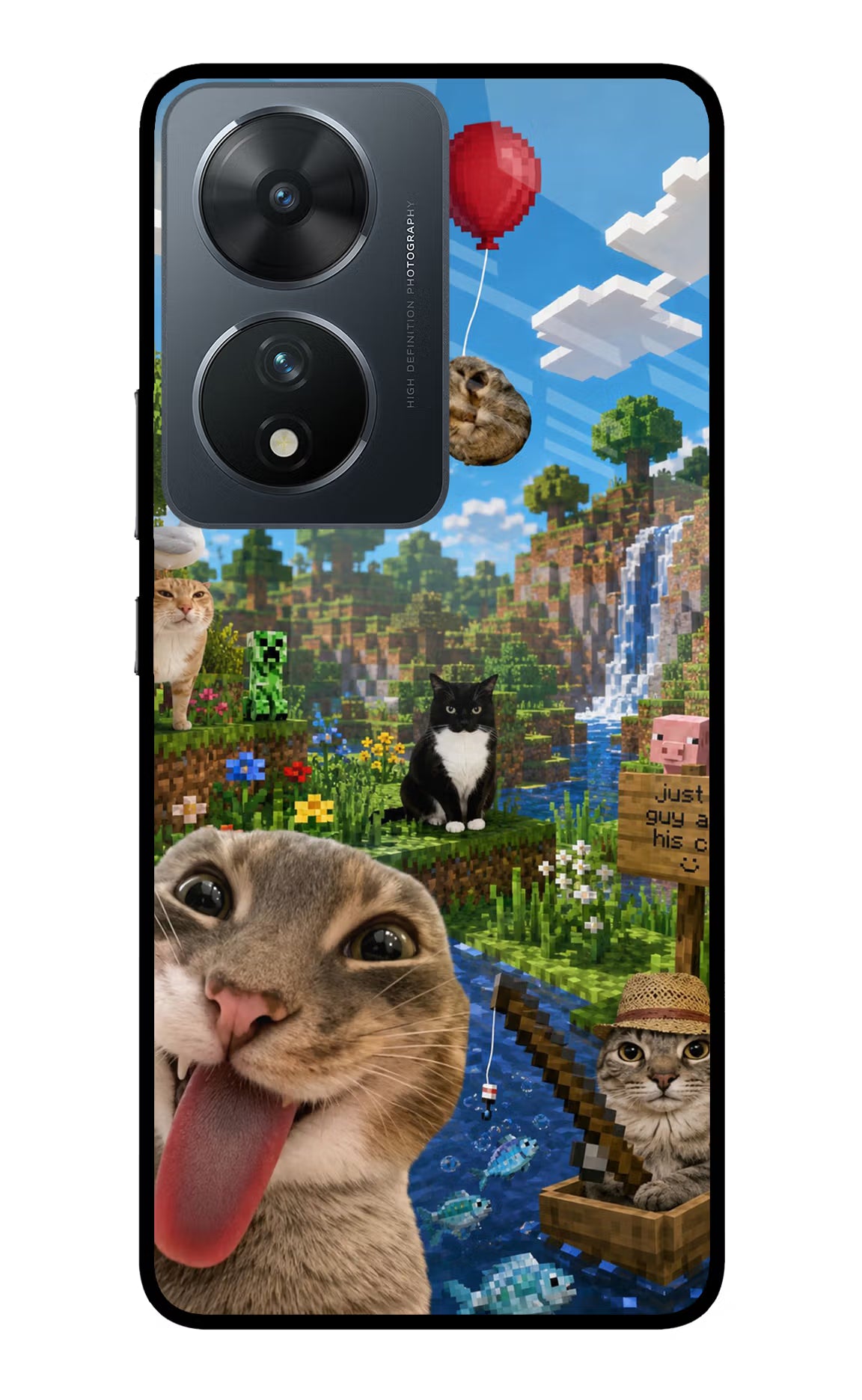 Minecraft Cat Chaos Vivo T2 5G Glass Case