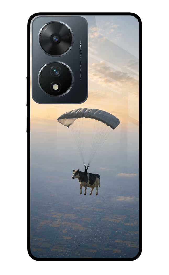 Skydiving Cow Vivo T2 5G Glass Case Back Cover by Casekaro