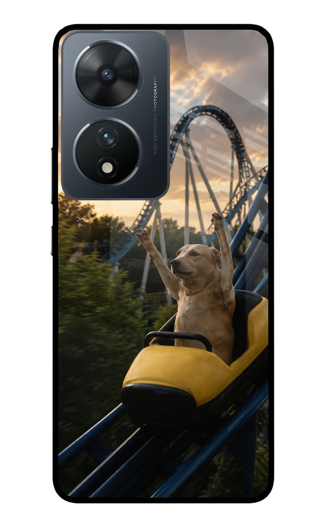Rollercoaster Dog Vivo T2 5G Glass Case Back Cover by Casekaro