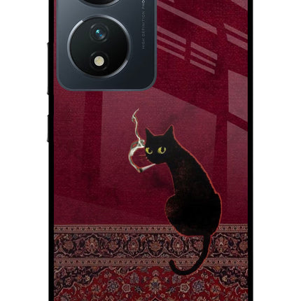 Midnight Cat Vivo T2 5G Glass Case